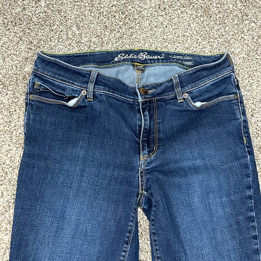 Women's Eddie Bauer 4 Small Jeans Slim Curvy Denim Navy Blue Straight Stretch - Picture 6 of 13